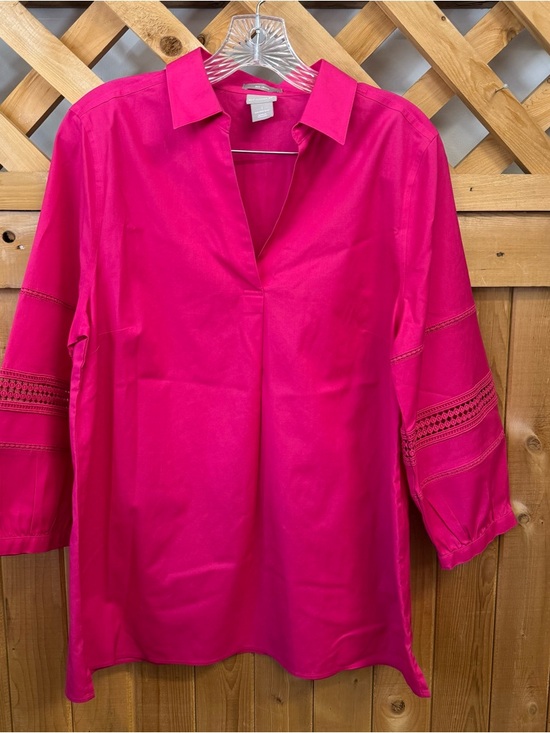 Chico's Tops - Chico's Hot Pink Split-Neck Tunic 1 9/10